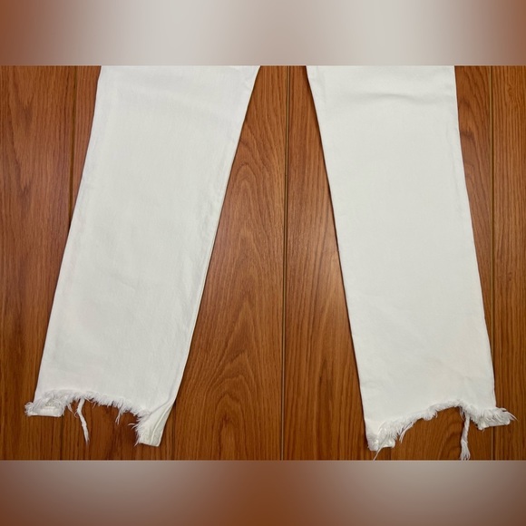 NWT RtA High Rise Straight Leg Distressed Hem Denim Jeans Ivory Size 28 - Picture 6 of 11